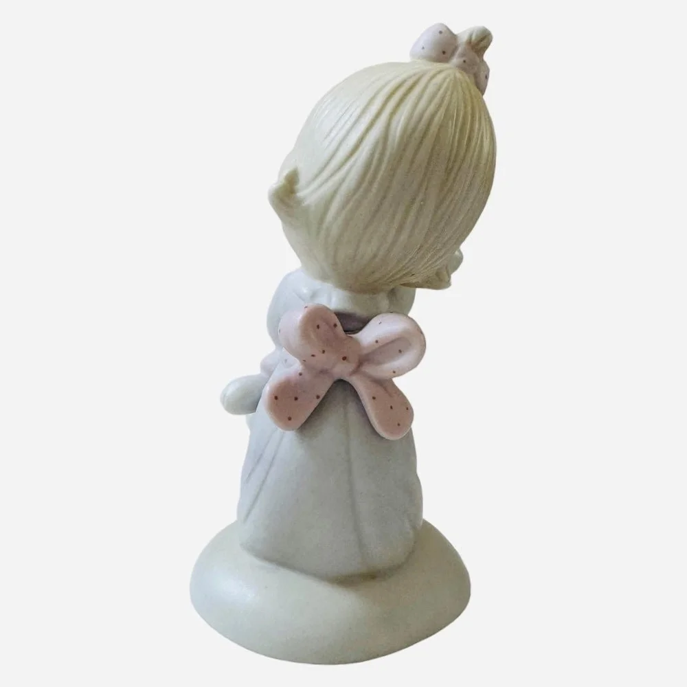 Vintage 1978 Enesco Jesus Loves Me Girl w/ Rabbit Porcelain Figurine 5